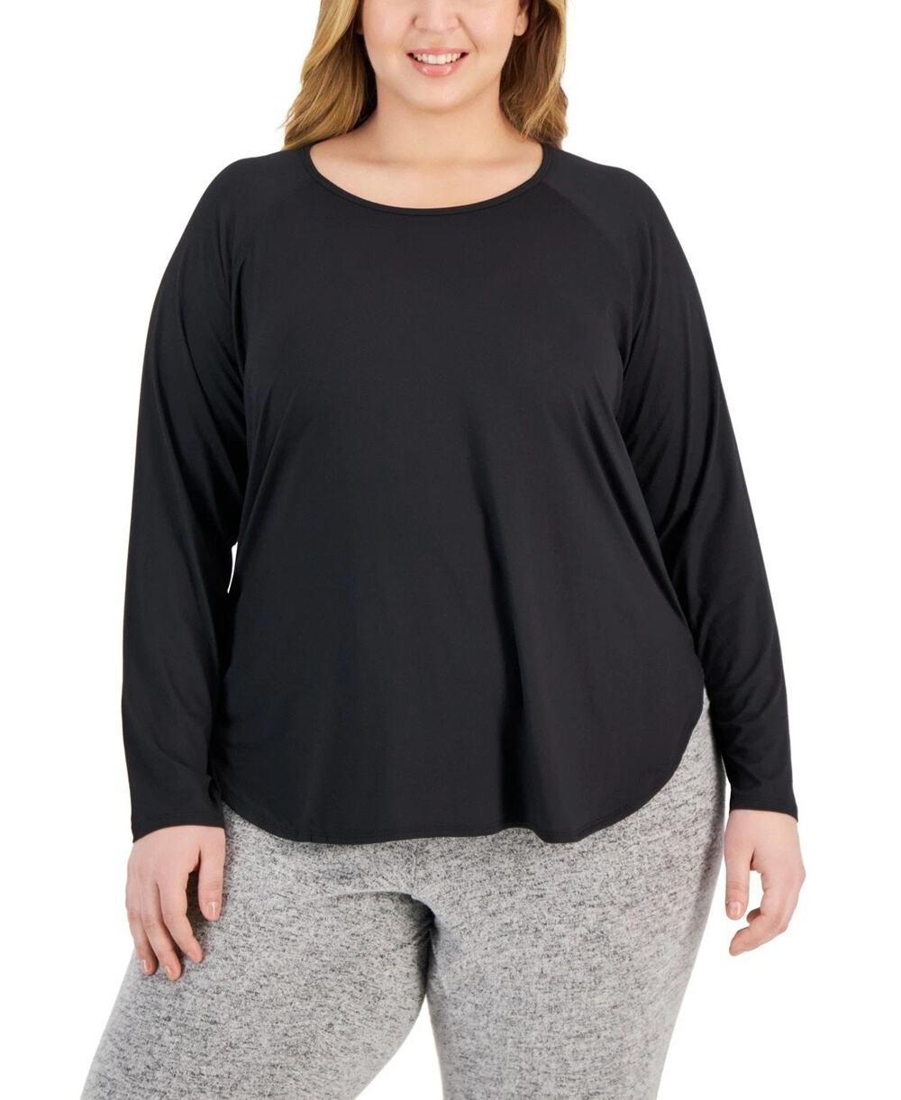 Ideology Performance Long Sleeve Top Plus Size 2X Black NWT